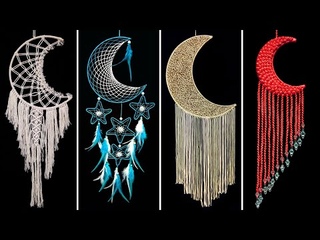 8 Best how to make Macrame Moon Dreamcatcher # Macrame how to tie easy knot & easy weaving patterns