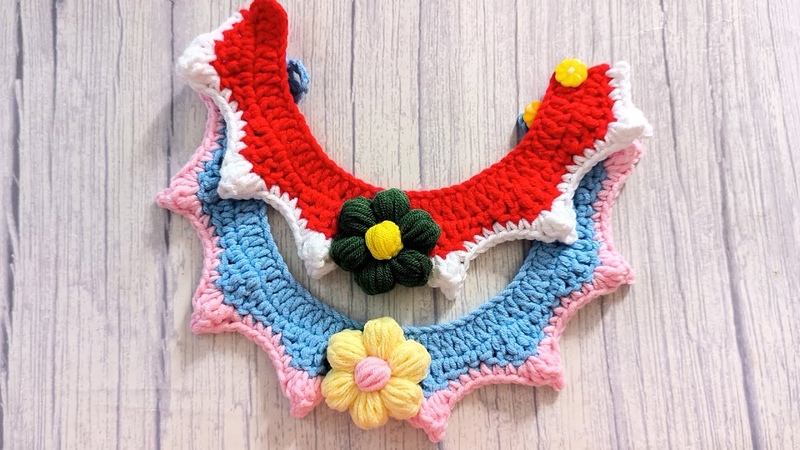107 Crochet pet collar with a fower, dog flower