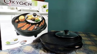 LAZADA UNBOX! SHABU SHABU PARTY! 2 in 1 BBQ Grill and Steam Pot Fry Pan - Oxygen