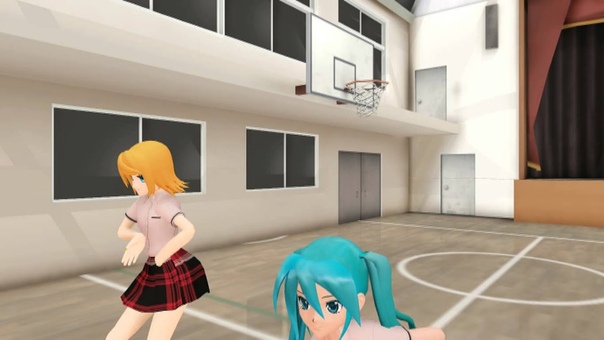 Miku Miku Dance School Rin and Miku Kiss