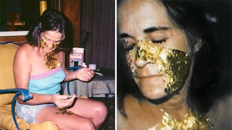 Bei dieser Frau wächst Gold auf ihrem Gesicht anstelle von