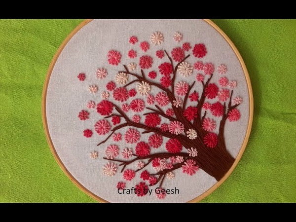 Cherry Blossom Tree Hand Embroidery Tutorial Pistil Stitch Flowers Lesson