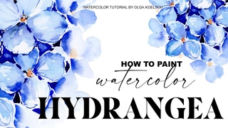 How to paint watercolor hydrangea (Try out macro flowers painting!)