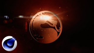 Огненный логотип Mortal Kombat в Cinema 4D.