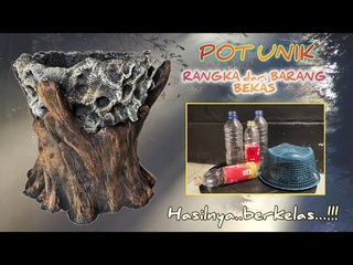 Cara membuat pot unik dari barang bekas,cocok untuk bonsai mame,maupun bunga..