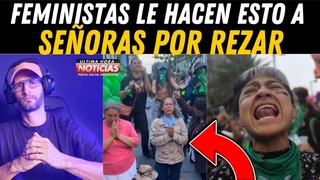 Feministas le hacen esto a señoras POR REZAR 🤯😱