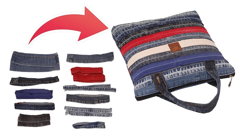 I collected strips of jeans and pants s hems and made a luxury