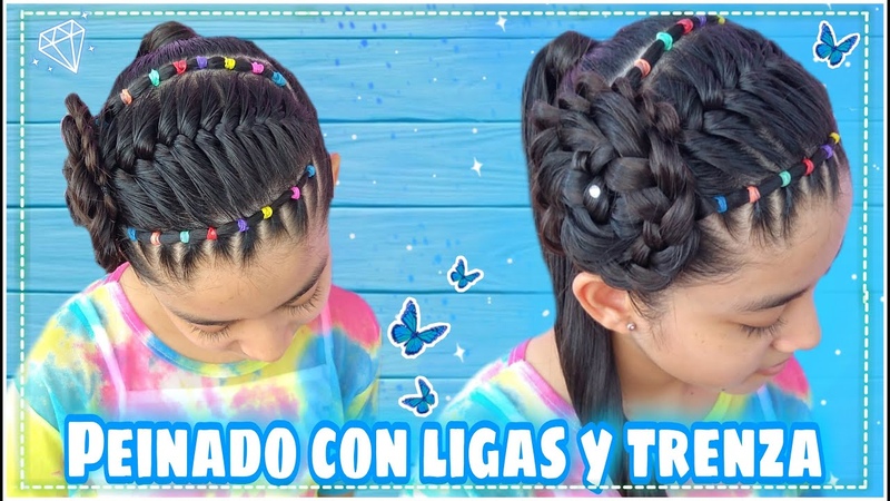 PEINADO CON LIGAS Y TRENZA FRANCESA, PEINADOS PARA NIÑ AS, PEINADOS