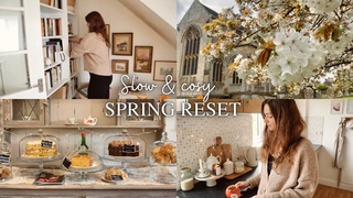 Spring reset  Cleaning home, blossoming English countryside & cute tea room slow living vlog