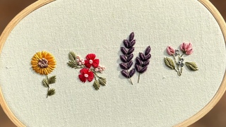 4 Beautiful Garden Flowers Embroidery for Beginners 🌷 Embroidery by Gossamer / Relaxing Embroidery